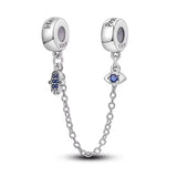 S925 Silver Plated Devil's Eye Guardian Palm Safety Chain Charms Pendants Fit Original Bracelets Fine DIY Birthday Jewelry Gifts