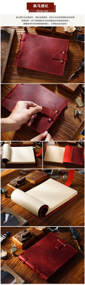 Genuine Leather Sketchbook Retro Painting Notebook Boy"s Girl Student Leather Binding Notebook Classic Handmade Notepad