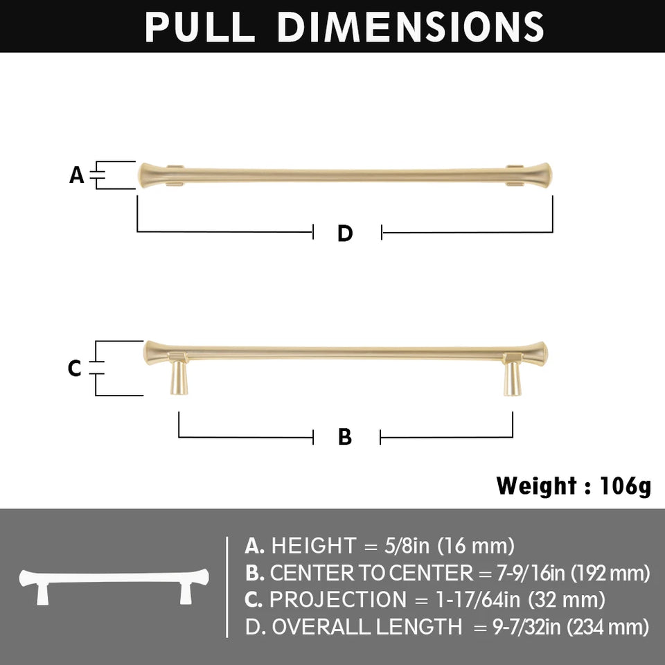Goo-Ki Antique Brass Stainless Steel Cabinet Handles T Bar Knobs Modern Drawer Pulls for Kitchen Cabinet Hardware for Bedroom