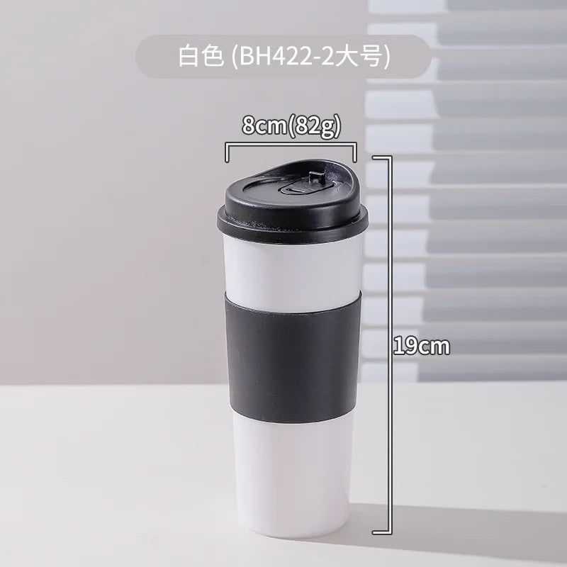 1PC 16OZ Reusable Free BPA Travel Plastic Coffee Cup with Non-Slip Sleeve To Go Travel Cups Hot or Cold Drinks