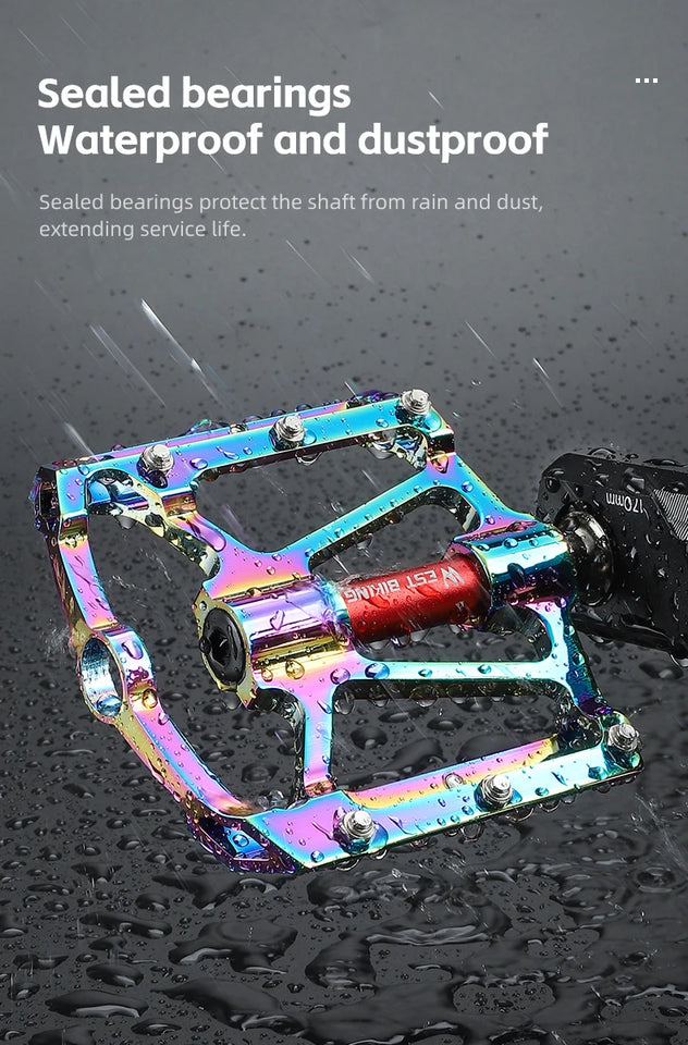 WEST BIKING Bicycle Pedal Three Bearing Aluminum Alloy Pedal Mountain Bike Road Bike Pedal Color Bike Accessories