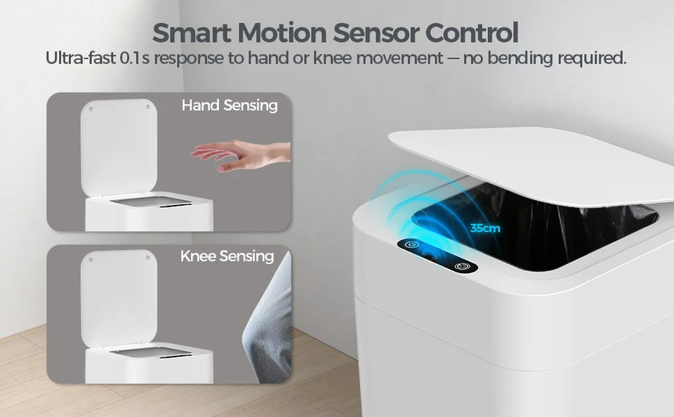 20L Automatic Self Changing Trash Can Self Sealing Self Bagging Motion Sensor Touchless Garbage Can for Kitchen Bathroom Office