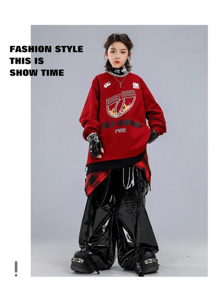 Boys Hip Hop Sweatshirt Shiny Vest Street Dance Cargo Pants Girls K-pop Clothes Set Kid Hip Hop Jazz Costume Children Streetwear