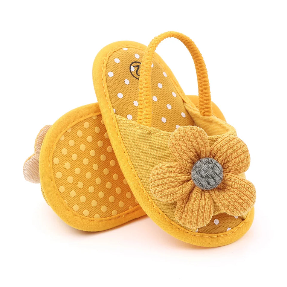 Baby Sandal with Hairband Cute Flower Design Soft Cotton Sandal for Spring and Summer Baby Girl 0-18M