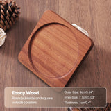 Wood Coasters for Drink Beech Coasters Heat Resistant Round Non-slip Pad Cup Coasters Tea Coffee Cup Pad for Home Table Kitchen