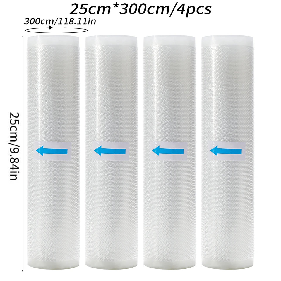 3 rolls of 3m vacuum sealed bag, free of bisphenol A, seven layer co extruded diamond grain food packaging bag