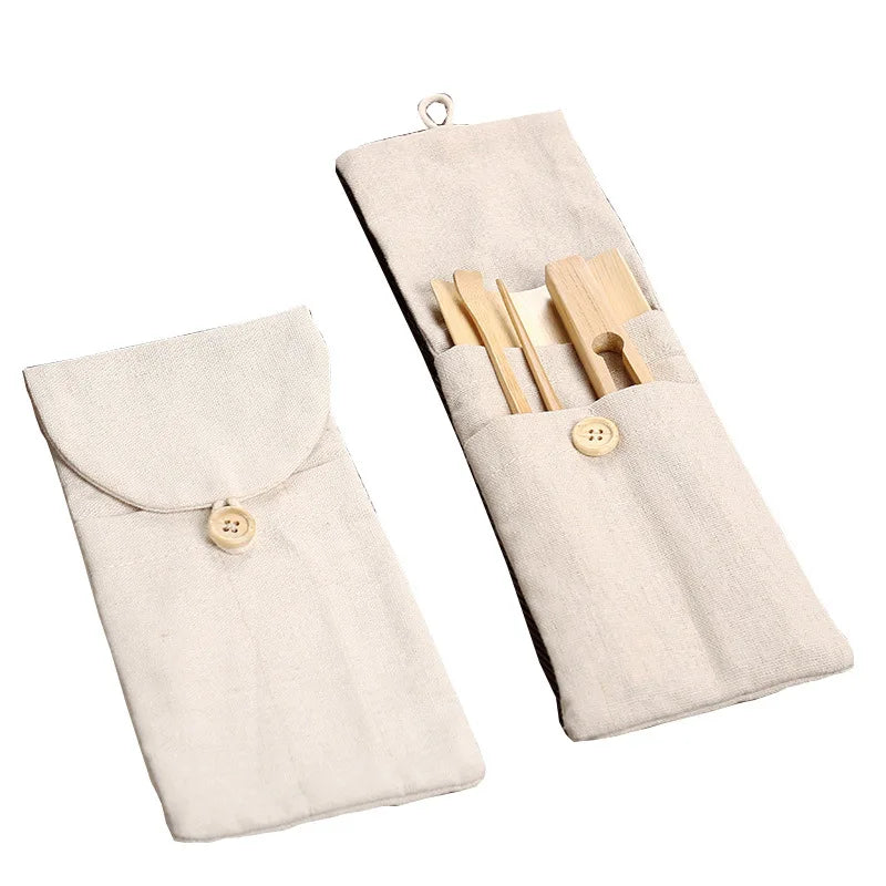 Cotton Tea Utensil Storage Bag, Tea Ceremony Organizer, Gentlemen's Cloth Bag, Portable Travel Accessories, Small Bags