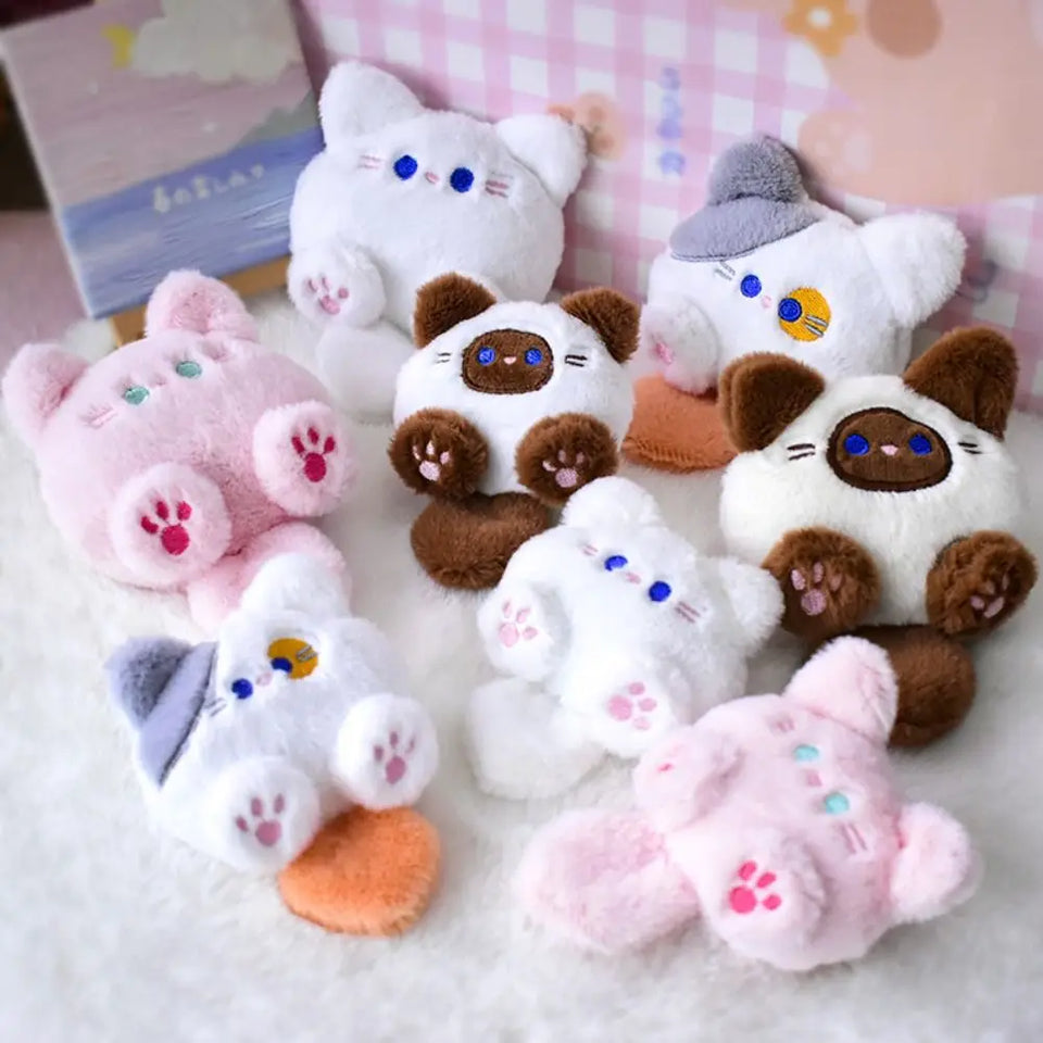 Kawaii Plush Brooch Coffee Cat Plush Keychain Soft Stuffed Cute Cat Plush Doll Colorful Ins Animal Plush Key Chain Kid Girls