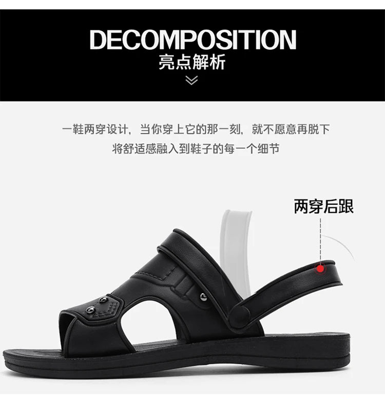 Summer Men's Sandals Leisure Beach Shoes Male Holiday Slippers Outdoor Retro Comfortable Casual Sandals leather Men Slippers