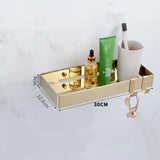30-50cm Gold Bathroom Shelf Wall Mounted 304Stainless Steel Shower Holder Soap Shampoo Storage Organizer Rack kitchen Shelves
