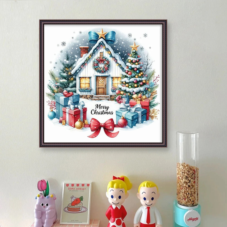 Full Embroidery Eco-cotton Thread 14CT Counted Christmas House Cross Stitch Kit
