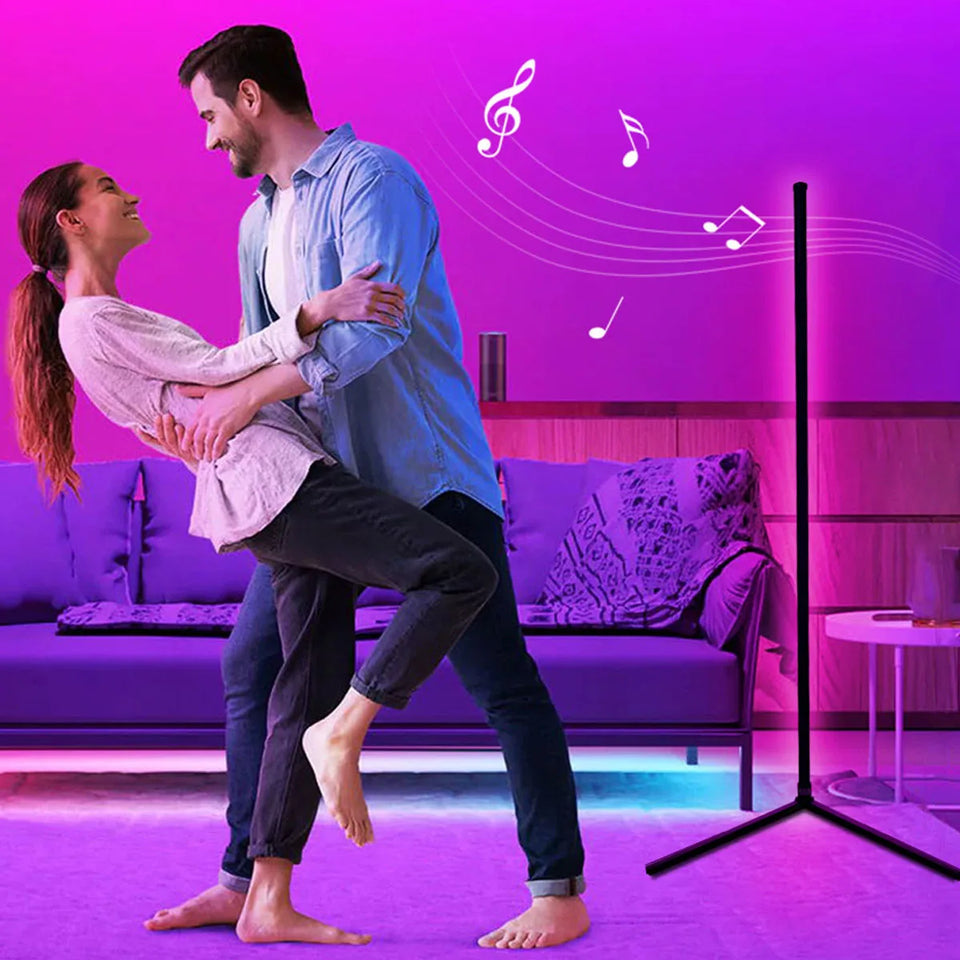 160cm Smart APP Bluetooth Corner Floor Lamp Dimmable RGB LED Ambient Light for Bedroom Gaming Room Christmas Decor Mood Lighting