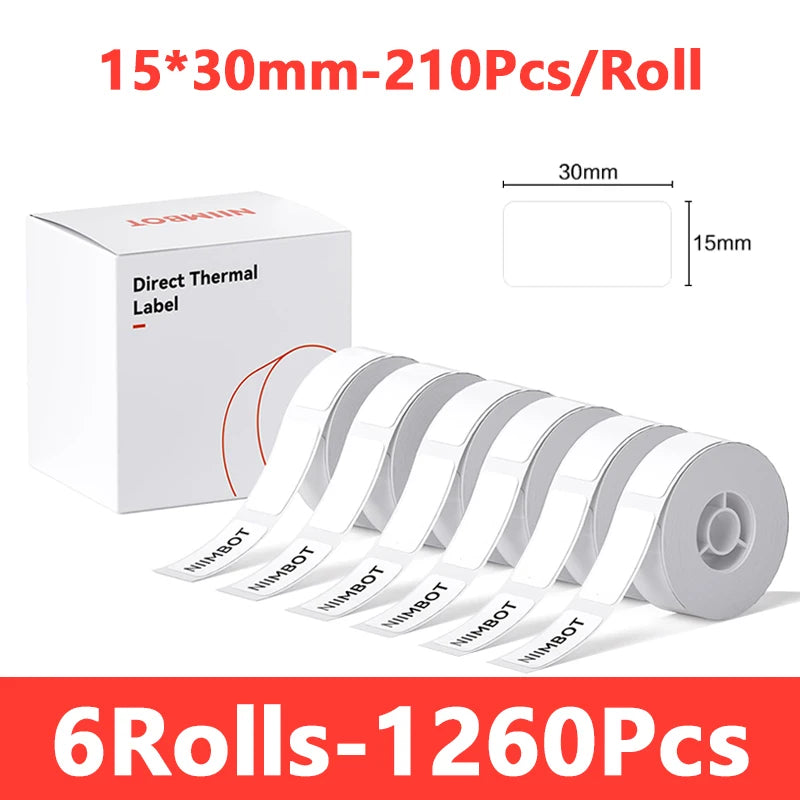 Niimbot 1/3/6 Rolls White Label Waterproof Adhesive Sticker Anti-Oil Paper For B1 B21 Mini Portable Thermal Printer Label Maker