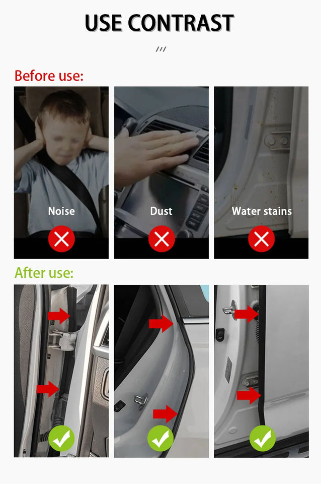 Car Door Seal Strip Rubber Car Door Side Sealing Weatherstrip For Car Waterproof Noise Insulation Sealant Auto Protection