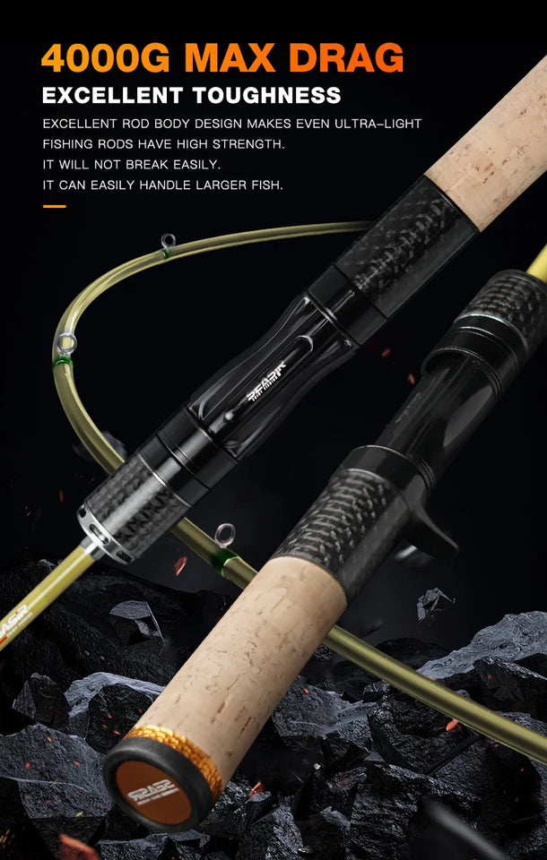 Seasir Silent Stream Spining Baitcasting Fishing Rod Carbon Fiber UL Power 1.53/1.65M Spinning Casting Lure Rods 4 Sections