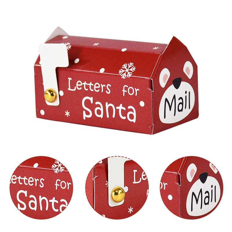 6/24pcs Christmas Mailbox Shape Candy Gift Box Kids Xmas Cookie Snack Packing Box Bag 2024 Navidad Noel Home Decor 2025 New Year