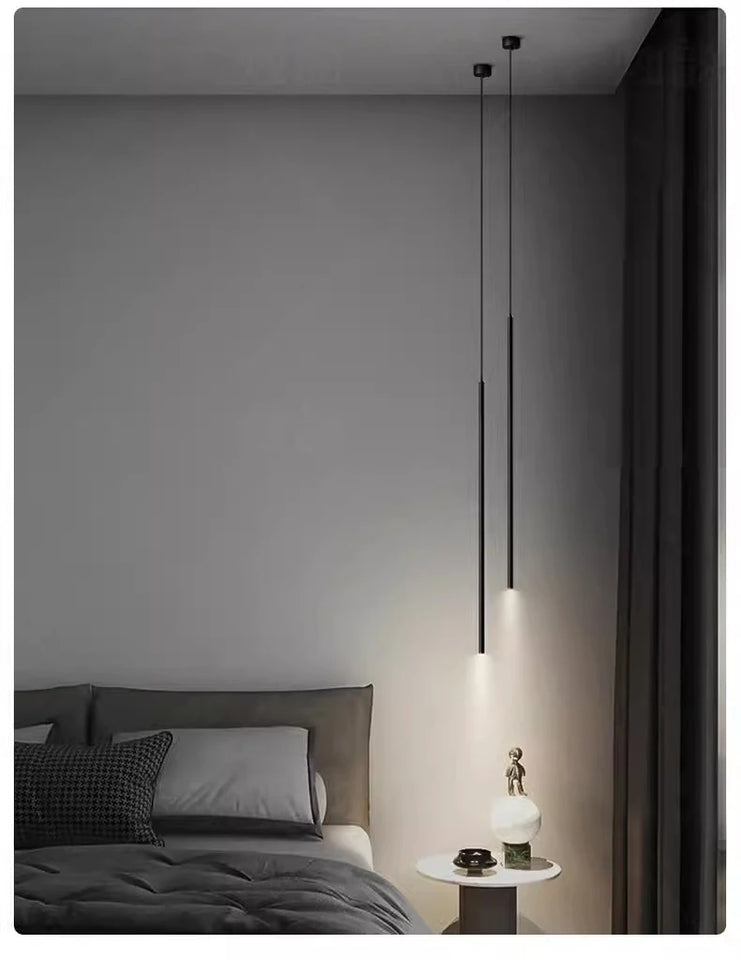 Modern Minimalist LED Longer Pendant Lights For Bedroom Bedside Reading Chandelier Lamps Living Room Bar Coffee Decor Fixtures