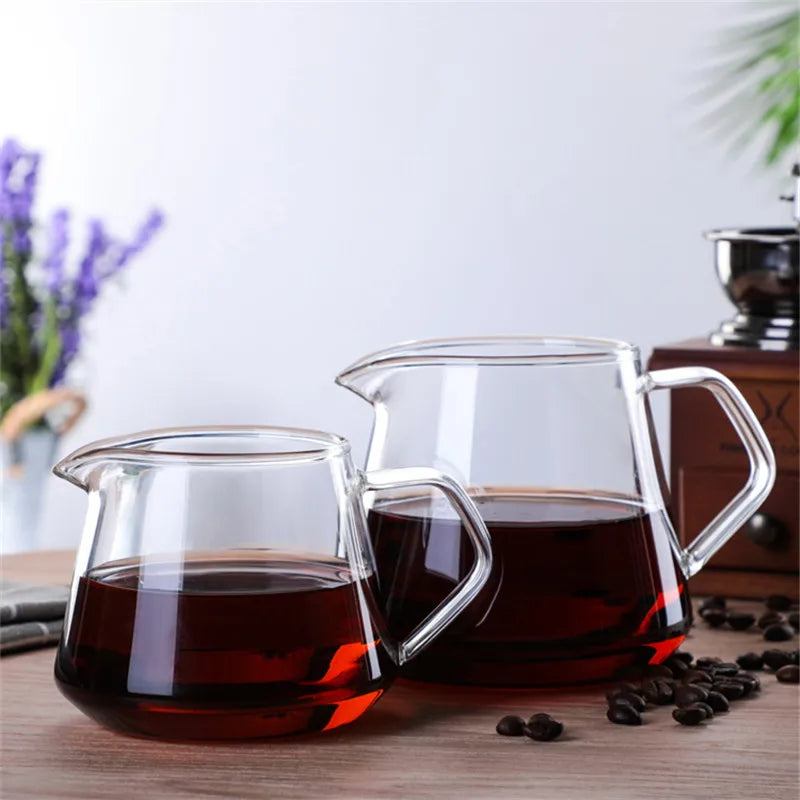 300ml/400ml/500ml/650 Coffee Pot High Temperature Resistant Glass Sharp-mouthed Hand Punch Sharing Pot Household Drip Coffee Pot