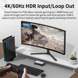 Unnlink 4K 60Hz 2K 144Hz Video Capture Card HDMI USB Recording Box Streaming Gaming / HDR Passthrough for PS5/4 Xbox Camera PC