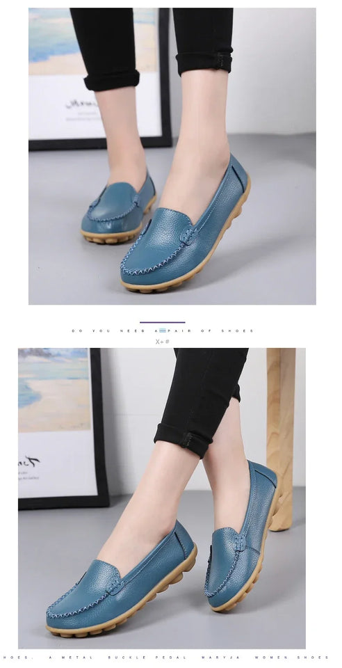 Women Flats Ballet Shoes Woman Cut Out Leather Breathable Moccasins Women Boat Shoes Ballerina Ladies Casual Shoes