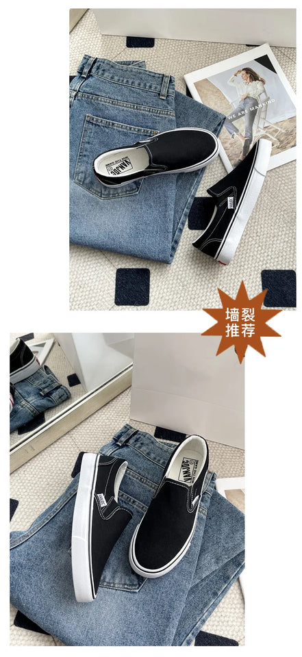 Canvas Shoes Women Couple Slip on Flat Comfortable Casual Shoes Fashion Platform Ladies Vulcanized Shoes Zapatillas Mujer 2025