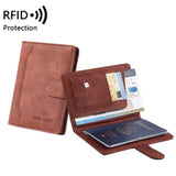 New Solid Color Passport Holder RFID Blocking Ticket Slot Clip Protective Cover Protector Leather Travel Card Bag