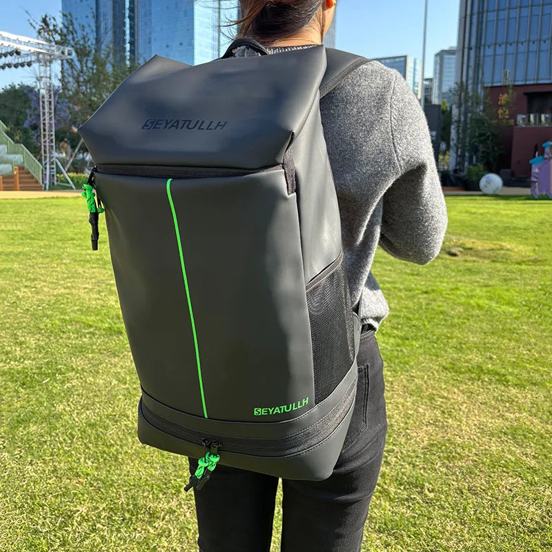 Shoulder Bag Large Capacity Outdoor Leisure Travel Waterproof Wear Resistant PU Sports Mountaineering Bag With Shoe Compartment