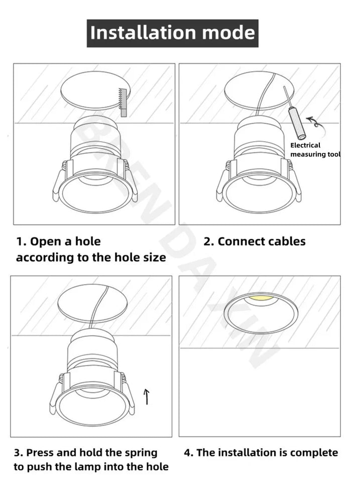 5pcs/lot dimmable mini COB downlights, 3W spotlights, LED recessed ceiling lights, AC85-265V household and commercial lighting