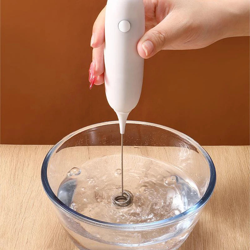 Handheld Egg Beater Battery Powered Cappuccino Frother Mixer Mini Electric Milk Foamer Blender Wireless Coffee Whisk Mixer