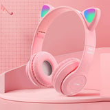 Wireless Bluetooth Headphones Cat Ear Gaming Headset Glow Light Helmets Cute Sports Music Headsets For Children Girl Gifts