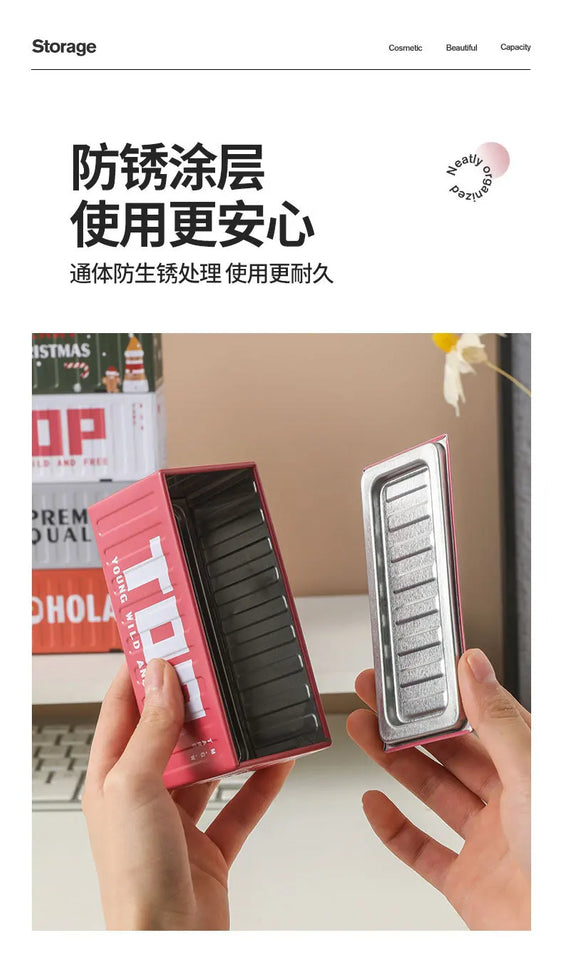 Mini Compact Iron Storage Container - Creative Desktop Organizer Desk Organizer Metal Box for Rings Chargers Pens Coins Jewelry