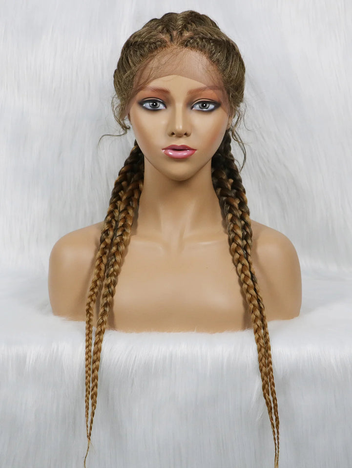 KIMA New Arrival 26 Inches Braided Wigs Synthetic Lace Front Hair Wig With Baby Hair for Black Women