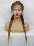 KIMA New Arrival 26 Inches Braided Wigs Synthetic Lace Front Hair Wig With Baby Hair for Black Women