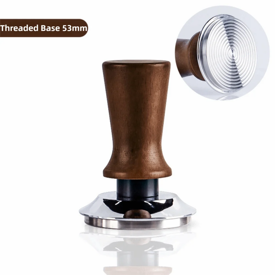 Premium 51/53/58MM Coffee Tamper Wooden Handle Durable Pressure Hammer Stainless Steel Base Barista Tool Professional Use