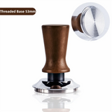 Premium 51/53/58MM Coffee Tamper Wooden Handle Durable Pressure Hammer Stainless Steel Base Barista Tool Professional Use
