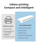 Wireless A4 ink free mini portable thermal printer, suitable for mobile phones and laptops, supports mobile printing