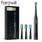 Fairywill Electric Sonic Toothbrush USB Charge FW-507 Rechargeable Waterproof Electronic Tooth Brushes Replacement Heads Adult