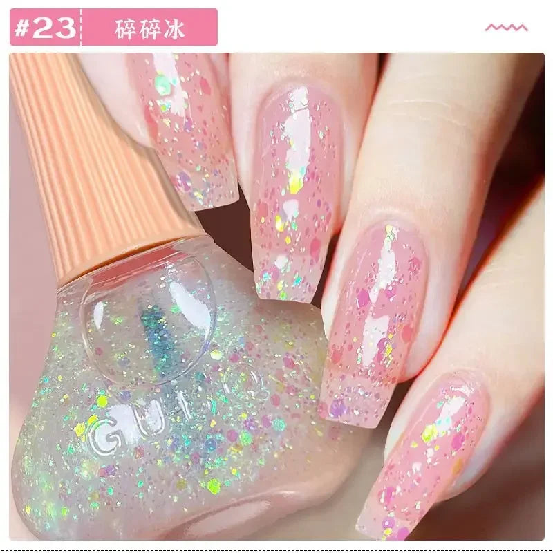 New Oily Gel Nail Polish Glitter Sparking Autumn Winter Milk Coffee Color Varnish No Bake Quick Dry Nail Art Salon Nail Polish