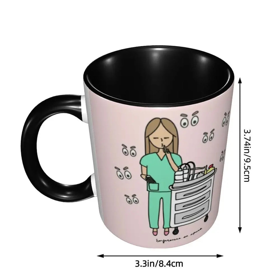Pink Doctor Nurse Coffee Mugs DIY Customized Enfermera En Apuros Ceramic Milk Tea Mug Cup