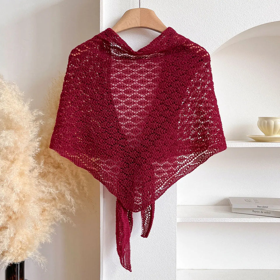 Korean Hollow Out Knitted Shawl Summer Air Conditioning Fake Collar Neck Guard Knit Thin Knotted Cape Shoulder Scarf For Women