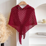 Korean Hollow Out Knitted Shawl Summer Air Conditioning Fake Collar Neck Guard Knit Thin Knotted Cape Shoulder Scarf For Women