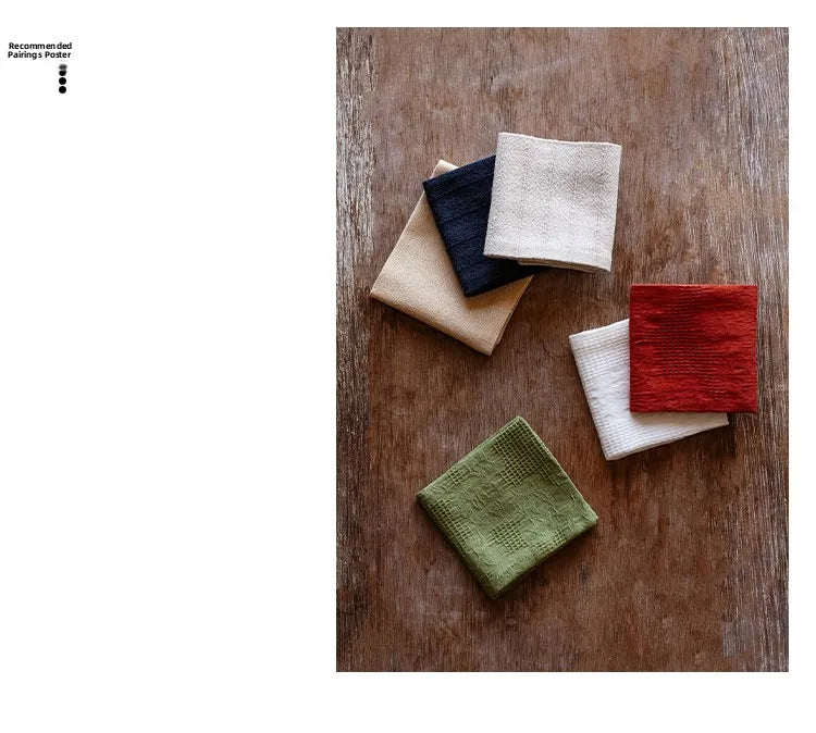 Thick Handmade Cotton Linen Tea Towel Double Sided Water Absorbent Tea Tablecloth Tea Set Mat Tea Tray Cup Coaster Pot Holder