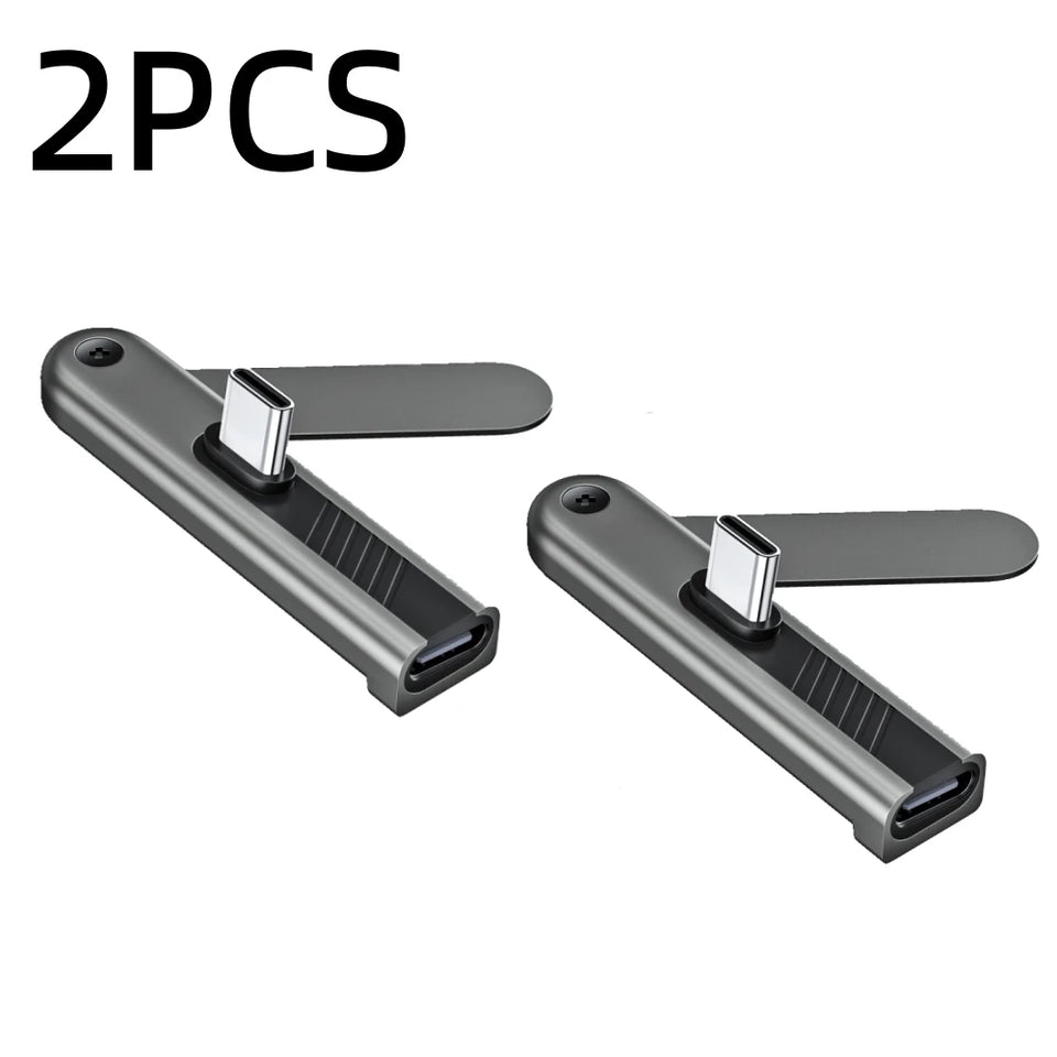 2 In 1 Foldable Phone Stand USB Type C To Type C Adapter 240W Fast Charging Data 90 Degree Connector USB C To C 360° Rotatable