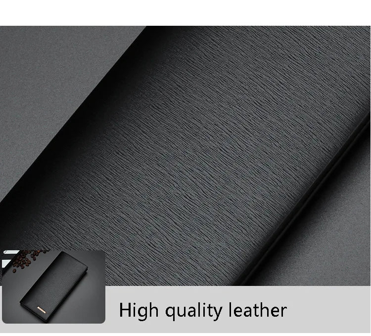 Men's PU Leather Long Clutch, Thin Business Card Holder, Men's Wallet, Brown, Black, Coffee, Pocket Coin Purse, Fashion 2024