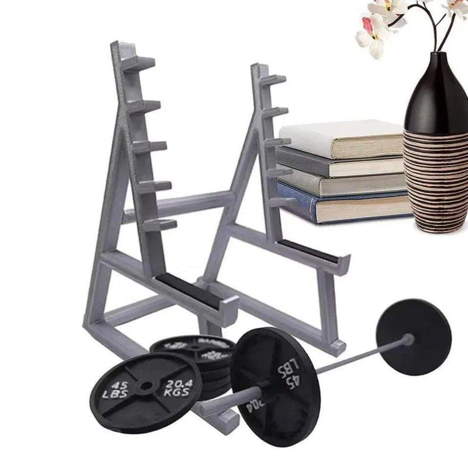 Creative Barbell Rack Pen Holder With Barbells And Weights Desk Pen Organizer Mini Squat Rack Ornaments Stationery Storage Rack