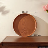 Walnut Wood-Grain Round Serving Tray-Multi-Purpose Plate for Coffee, Bread, Pastries & Tea Set Storage, Ideal for Tea Ceremonies