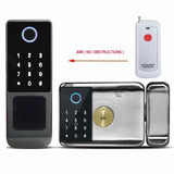 IP66 Waterproof Tuya Wifi Fingerprint Smart Door Lock Outdoor Gate TTLock Bluetooth Password Card Electronic Rim Lock For Home