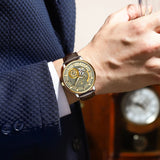 POEDAGAR Fashion Business Men Watch Waterproof Luminous Hollow Tourbillon Male Clock Automatic Mechanical Leather Men's Watches