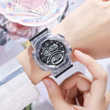 Electronic watch, translucent adolescent student multi-functional sports electronic watch