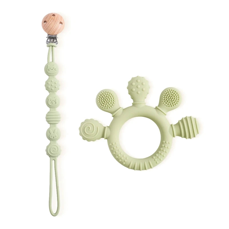 1PC Baby Silicone Teether Toys BPA Free Silicone Finger Ring Pacifier Chain Soothing Teething Toys For Newborn Teething Gifts